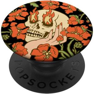 PopSockets Skull & Goth Phone Grip & Stand – Skull Flowers PopSockets Adhesive PopGrip(Adhesive PopGrip)