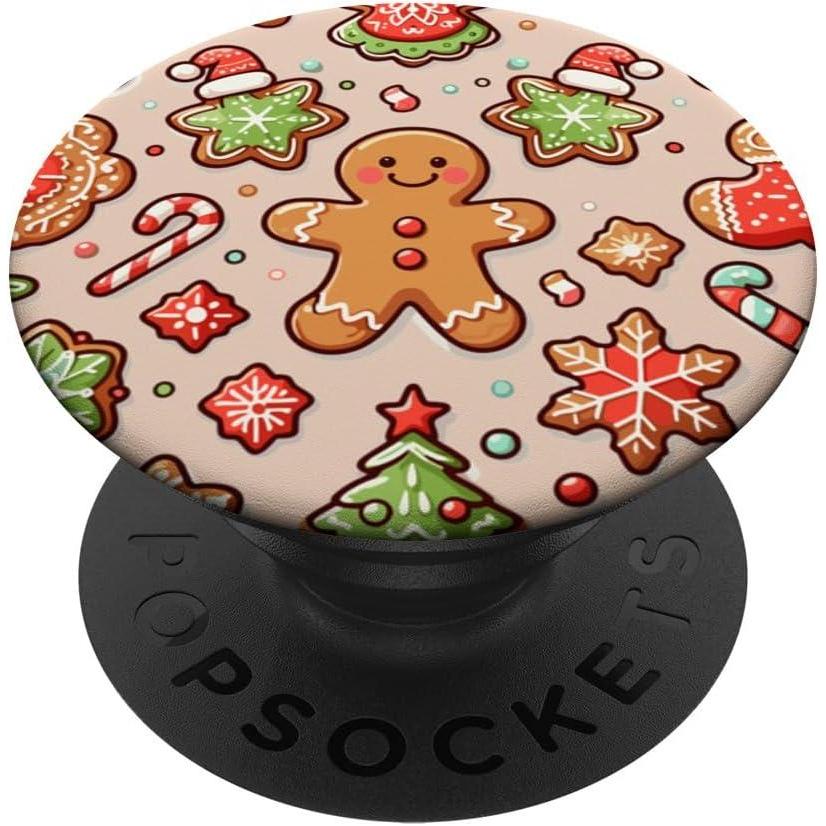 imageChristmas Trees Lights Gingerbread Snowflake Cookie Lovers PopSockets Adhesive PopGripAdhesive PopGrip