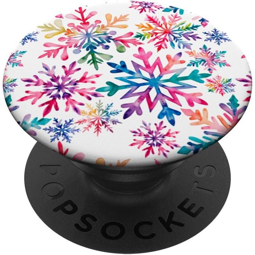 imageSnowflakes Winter Holiday Christmas Preppy Pink Snowflake PopSockets Adhesive PopGripAdhesive PopGrip