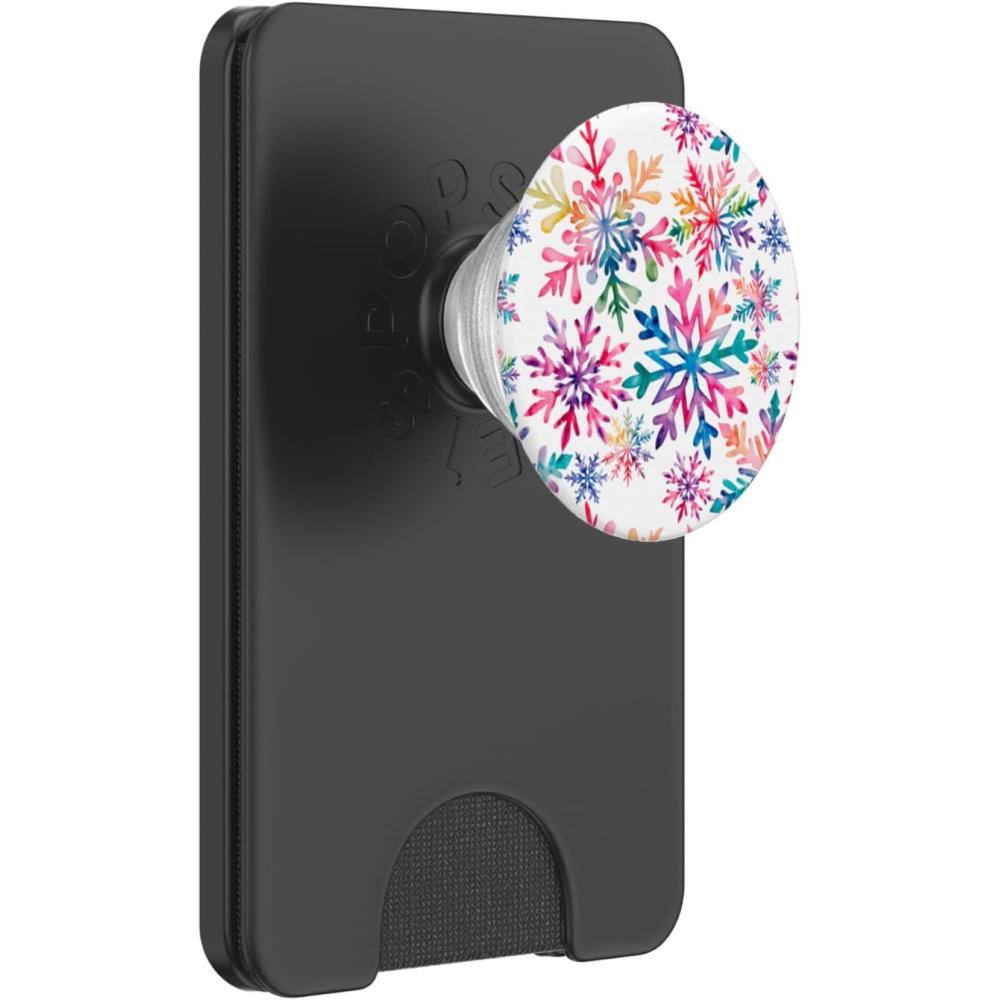 imageSnowflakes Winter Holiday Christmas Preppy Pink Snowflake PopSockets Adhesive PopGripMagnetic PopWallet