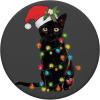 Black Cat Santa Tangled Up in Christmas Lights PopSockets Adhesive PopGrip(Adhesive PopGrip)