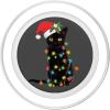 Black Cat Santa Tangled Up in Christmas Lights PopSockets Adhesive PopGrip(Magnetic PopGrip)