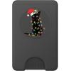 Black Cat Santa Tangled Up in Christmas Lights PopSockets Adhesive PopGrip(Magnetic PopWallet)