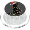 Black Cat Santa Tangled Up in Christmas Lights PopSockets Adhesive PopGrip(Magnetic PopGrip)