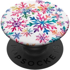 Snowflakes Winter Holiday Christmas Preppy Pink Snowflake PopSockets Adhesive PopGrip(Adhesive PopGrip)