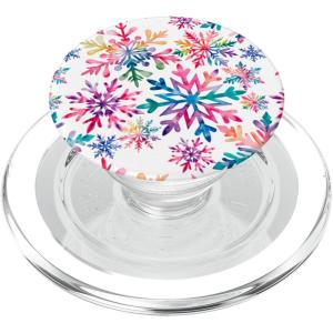 Snowflakes Winter Holiday Christmas Preppy Pink Snowflake PopSockets Adhesive PopGrip(Magnetic PopGrip)