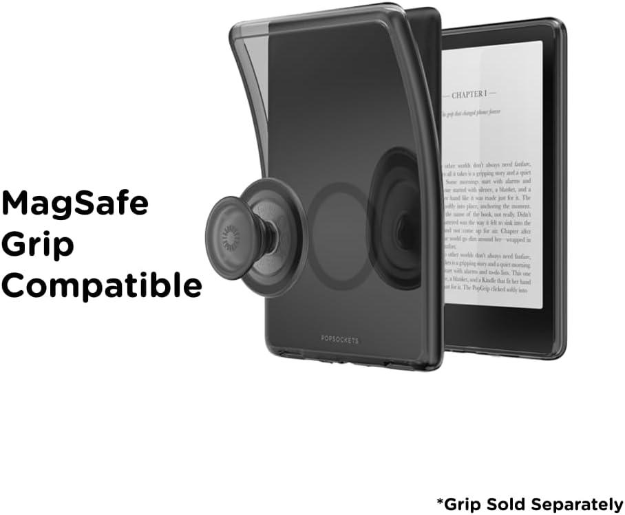 imagePopSockets Kindle Paperwhite Case 12th Gen 7 202425 Signature Edition ampamp Colorsoft  Slim Protective Cover with Builtin MagSafe Ring for MagSafe PopGrip EReader Accessory  Black Translucent