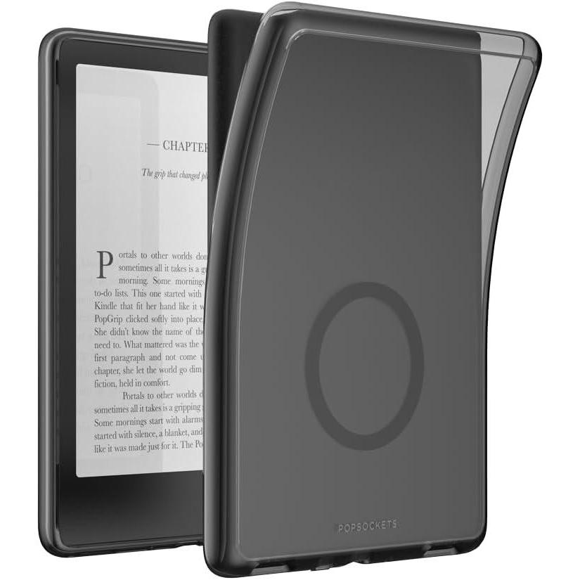 imagePopSockets Kindle Paperwhite 2021 Case 11th Gen 68 ampamp Signature Edition  Slim Protective Cover with Builtin MagSafeCompatible Ring for MagSafe PopGrip EReader Accessory  Black Translucent