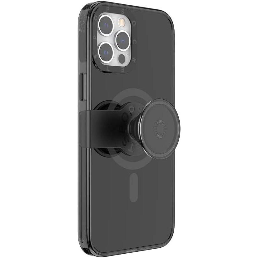 imagePopSockets iPhone 12 Pro Max MagSafe Phone Case With A Repositionable PopGrip Slide Phone Stand And Grip With A Swappable Top  BlackBlack