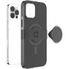PopSockets iPhone 12 Pro Max MagSafe Phone Case With A Repositionable PopGrip Slide Phone Stand And Grip With A Swappable Top – Black(Black)