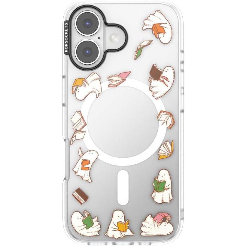 imagePopSockets iPhone 16 Pro Max Case Compatible with MagSafe Phone Case for iPhone 16 Pro Max Wireless Charging Compatible Case Only Cute PopSockets  Heart QueenSpooky Book Club Clear