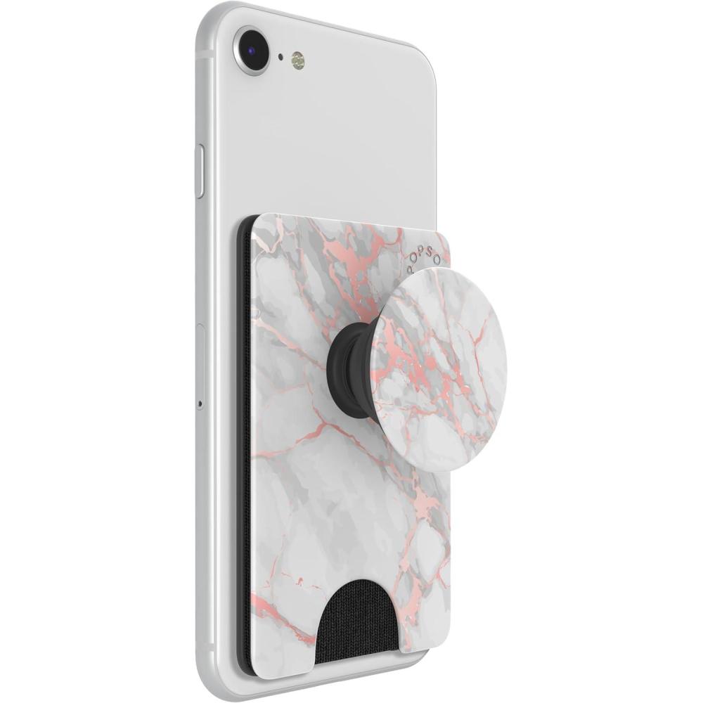 imagePopSockets Phone Wallet with Expanding Grip and Adapter Ring for MagSafe Phone Card Holder Wireless Charging Compatible Wallet Compatible with MagSafe Floral BohemianRose Gold Lutz