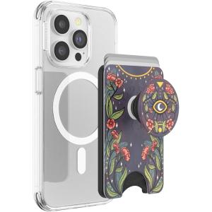 PopSockets Phone Wallet with Expanding Grip and Adapter Ring for MagSafe, Phone Card Holder, Wireless Charging Compatible, Wallet Compatible with MagSafe – Floral Bohemian(Bohemian)