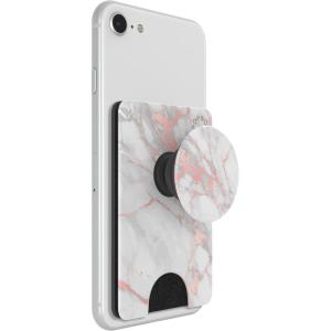 PopSockets Phone Wallet with Expanding Grip and Adapter Ring for MagSafe, Phone Card Holder, Wireless Charging Compatible, Wallet Compatible with MagSafe – Floral Bohemian(Rose Gold Lutz)