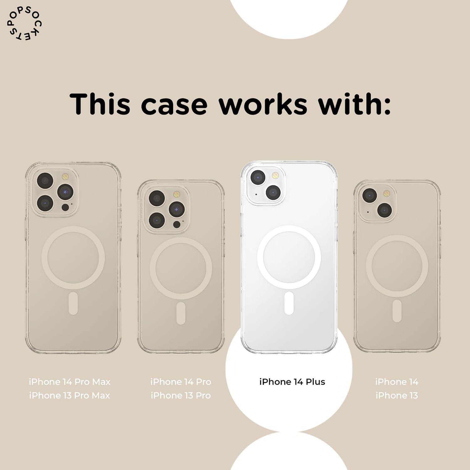 image:imagePopSockets iPhone 14 Plus Case with MagSafe Phone Case for iPhone 14 Plus Grip Sold Separately Wireless Charging Compatible Curled Up with A Good BookSpooky Book Club Clear