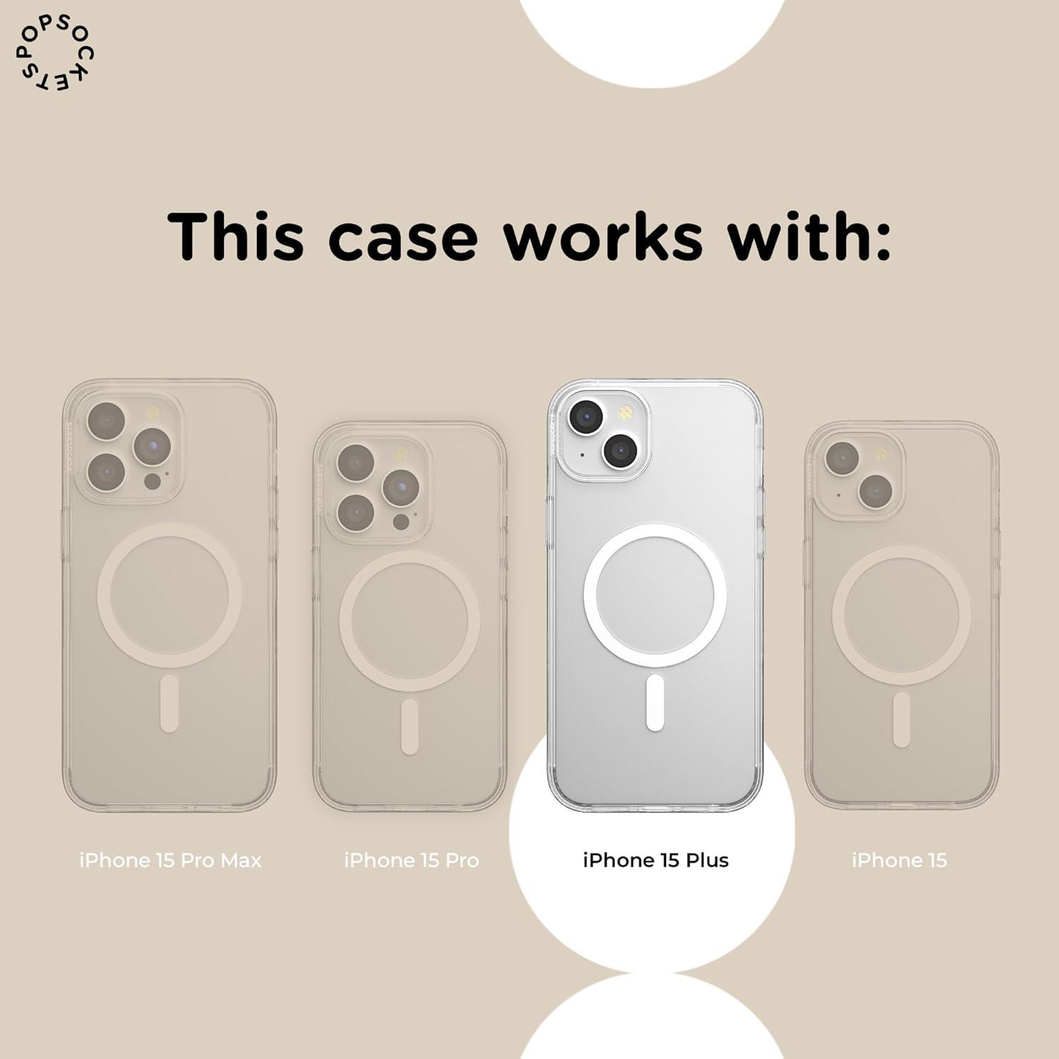 image:imagePopSockets iPhone 14 Plus Case with MagSafe Phone Case for iPhone 14 Plus Grip Sold Separately Wireless Charging Compatible Curled Up with A Good BookSpooky Book Club Clear