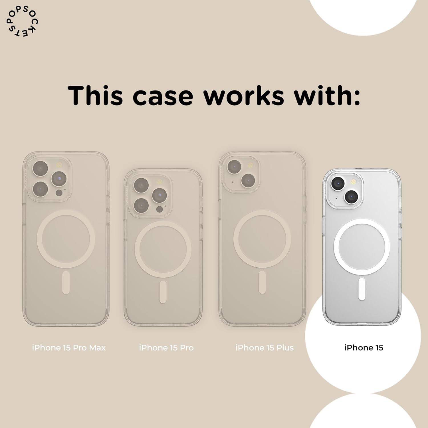 image:imagePopSockets iPhone 14 Plus Case with MagSafe Phone Case for iPhone 14 Plus Grip Sold Separately Wireless Charging Compatible Curled Up with A Good BookSpooky Book Club Clear