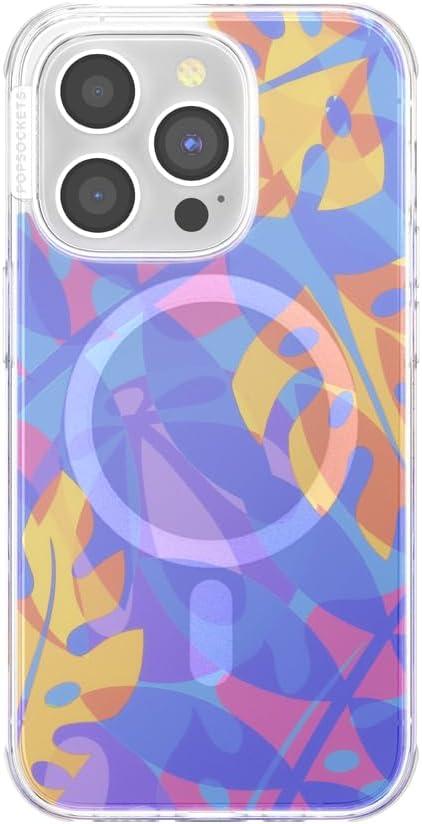 image:imagePopSockets iPhone 14 Pro Max Case with MagSafe Phone Case for iPhone 14 Pro Max Grip Sold Separately Wireless Charging Compatible Garden Check GreenBoca Palms Blue