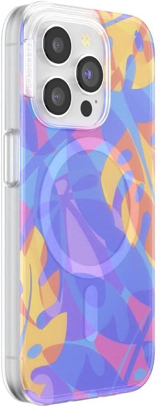 image:imagePopSockets iPhone 14 Pro Max Case with MagSafe Phone Case for iPhone 14 Pro Max Grip Sold Separately Wireless Charging Compatible Garden Check GreenBoca Palms Blue
