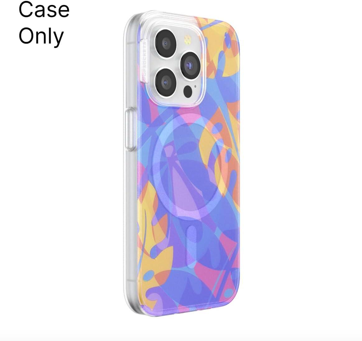 image:imagePopSockets iPhone 14 Pro Max Case with MagSafe Phone Case for iPhone 14 Pro Max Grip Sold Separately Wireless Charging Compatible Garden Check GreenBoca Palms Blue