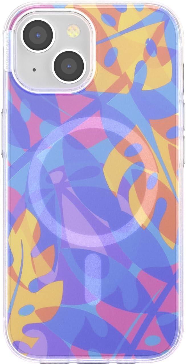 image:imagePopSockets iPhone 14 Pro Max Case with MagSafe Phone Case for iPhone 14 Pro Max Grip Sold Separately Wireless Charging Compatible Garden Check GreenBoca Palms Blue