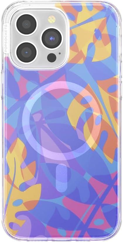 image:imagePopSockets iPhone 14 Pro Max Case with MagSafe Phone Case for iPhone 14 Pro Max Grip Sold Separately Wireless Charging Compatible Garden Check GreenBoca Palms Blue
