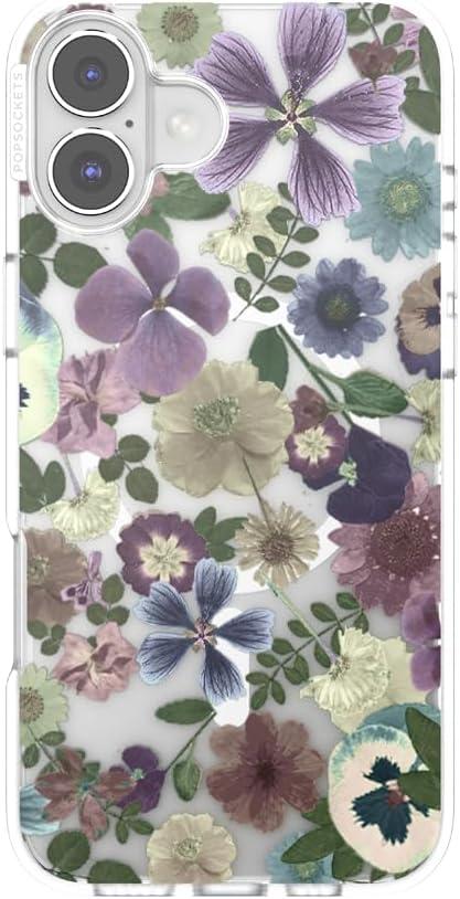 image:imagePopSockets iPhone 14 Pro Max Case with MagSafe Phone Case for iPhone 14 Pro Max Grip Sold Separately Wireless Charging Compatible Garden Check GreenPressed Flower