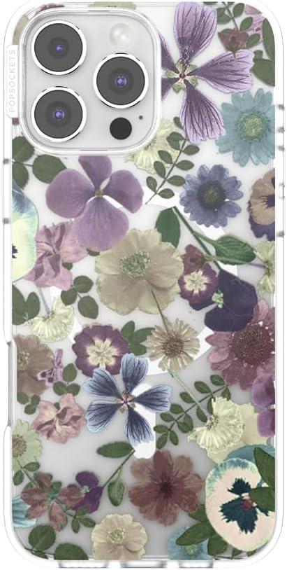 image:imagePopSockets iPhone 14 Pro Max Case with MagSafe Phone Case for iPhone 14 Pro Max Grip Sold Separately Wireless Charging Compatible Garden Check GreenPressed Flower
