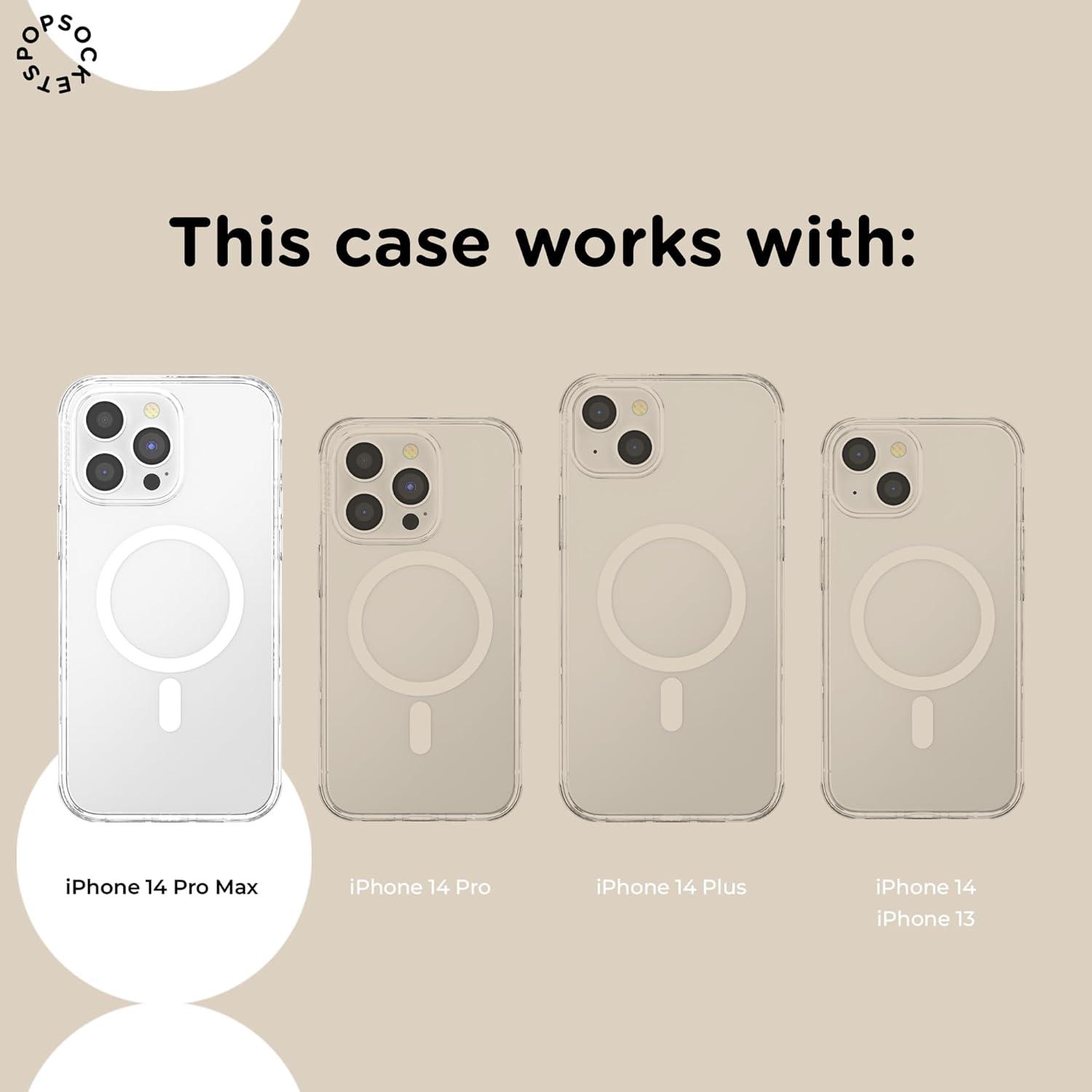 image:imagePopSockets iPhone 14 Pro Max Case with MagSafe Phone Case for iPhone 14 Pro Max Grip Sold Separately Wireless Charging Compatible Garden Check GreenPressed Flower