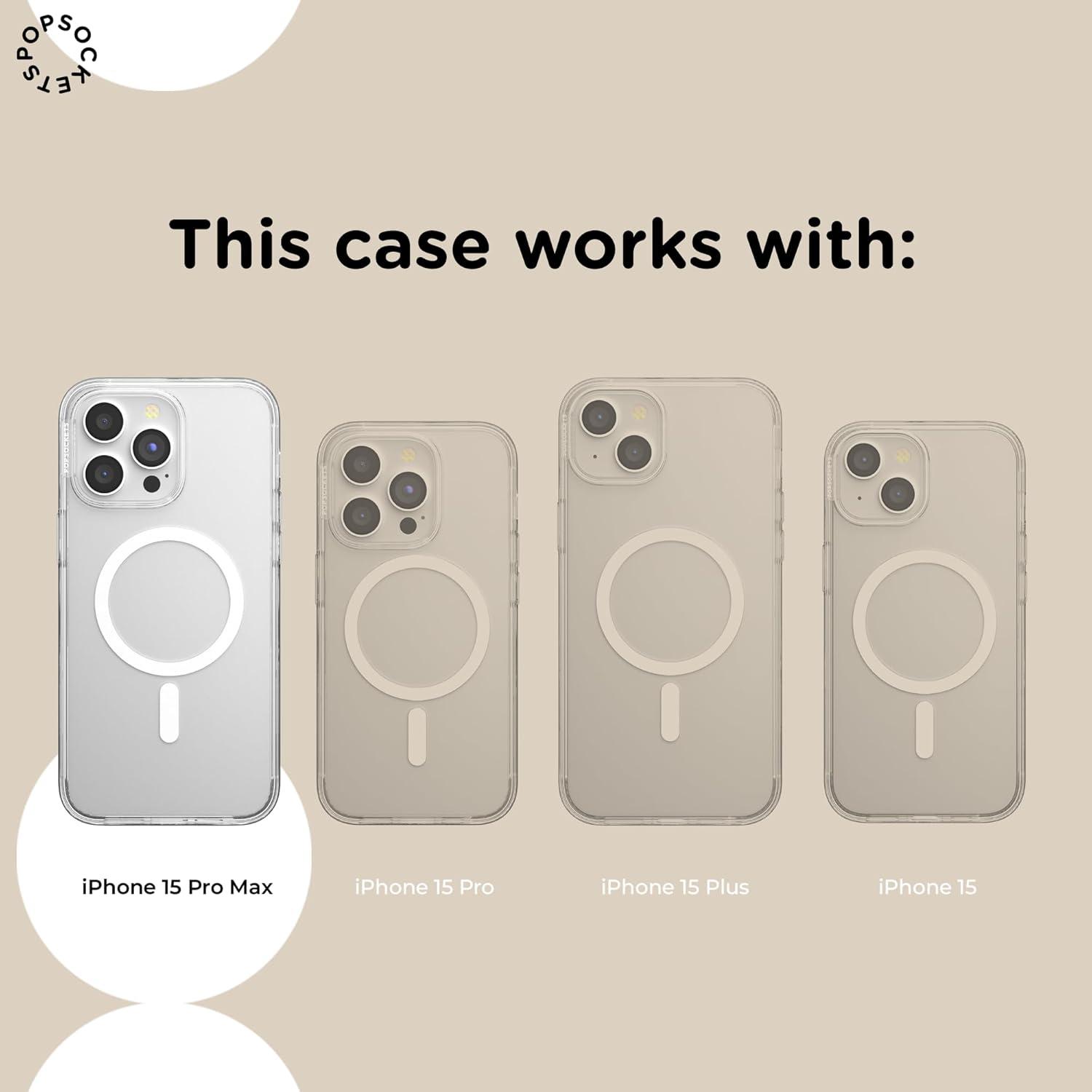 image:imagePopSockets iPhone 14 Pro Max Case with MagSafe Phone Case for iPhone 14 Pro Max Grip Sold Separately Wireless Charging Compatible Garden Check GreenPressed Flower