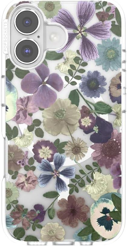 image:imagePopSockets iPhone 14 Pro Max Case with MagSafe Phone Case for iPhone 14 Pro Max Grip Sold Separately Wireless Charging Compatible Garden Check GreenPressed Flower