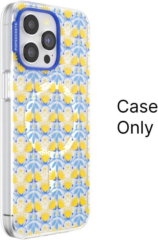 image:imagePopSockets iPhone 14 Pro Max Case with MagSafe Phone Case for iPhone 14 Pro Max Grip Sold Separately Wireless Charging Compatible Garden Check GreenTea Towel Blue
