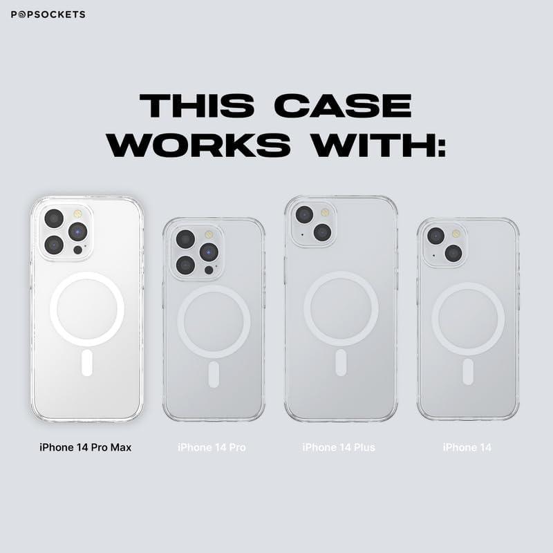 image:imagePopSockets iPhone 14 Pro Max Case with MagSafe Phone Case for iPhone 14 Pro Max Grip Sold Separately Wireless Charging Compatible Garden Check GreenTea Towel Blue