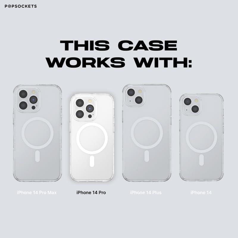 image:imagePopSockets iPhone 14 Pro Max Case with MagSafe Phone Case for iPhone 14 Pro Max Grip Sold Separately Wireless Charging Compatible Garden Check GreenTea Towel Blue