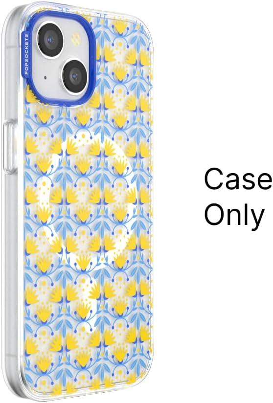 image:imagePopSockets iPhone 14 Pro Max Case with MagSafe Phone Case for iPhone 14 Pro Max Grip Sold Separately Wireless Charging Compatible Garden Check GreenTea Towel Blue