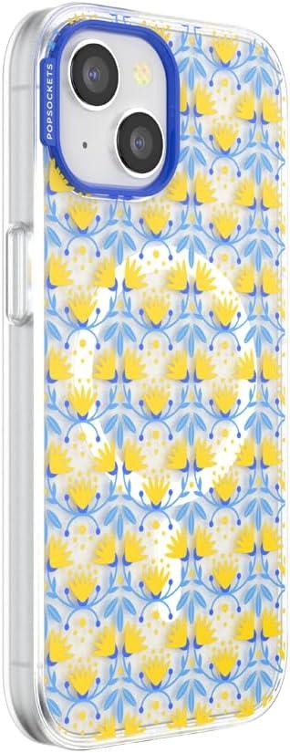 image:imagePopSockets iPhone 14 Pro Max Case with MagSafe Phone Case for iPhone 14 Pro Max Grip Sold Separately Wireless Charging Compatible Garden Check GreenTea Towel Blue