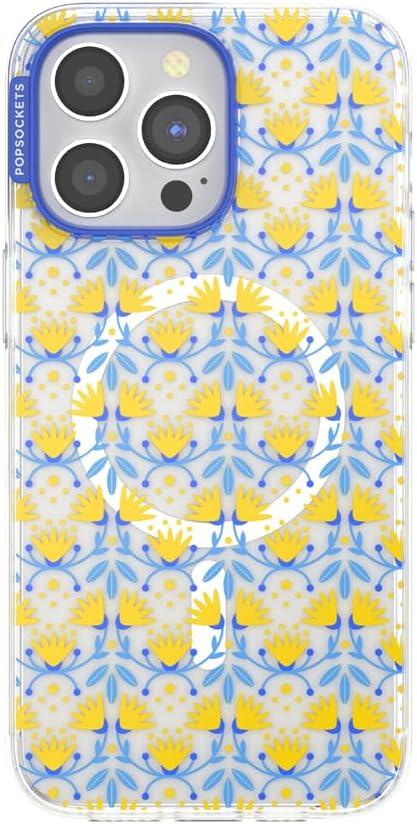 image:imagePopSockets iPhone 14 Pro Max Case with MagSafe Phone Case for iPhone 14 Pro Max Grip Sold Separately Wireless Charging Compatible Garden Check GreenTea Towel Blue