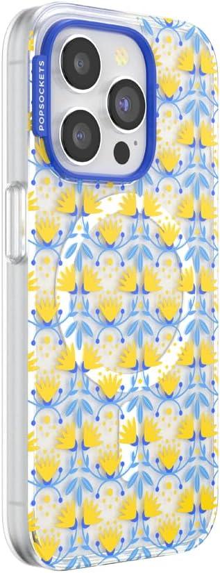 image:imagePopSockets iPhone 14 Pro Max Case with MagSafe Phone Case for iPhone 14 Pro Max Grip Sold Separately Wireless Charging Compatible Garden Check GreenTea Towel Blue