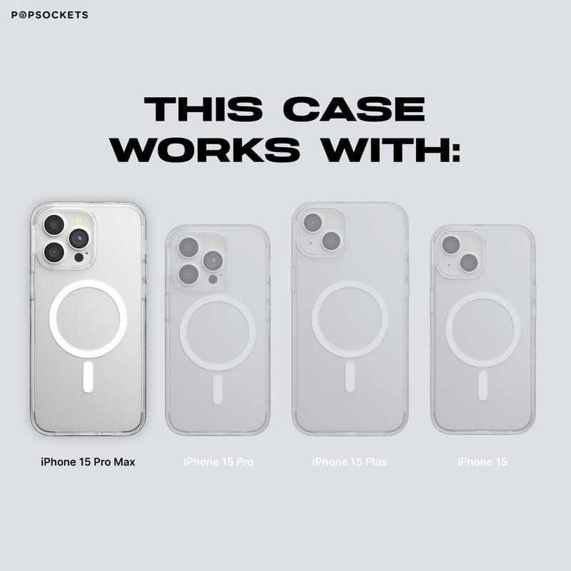 image:imagePopSockets iPhone 14 Pro Max Case with MagSafe Phone Case for iPhone 14 Pro Max Grip Sold Separately Wireless Charging Compatible Garden Check GreenTea Towel Blue