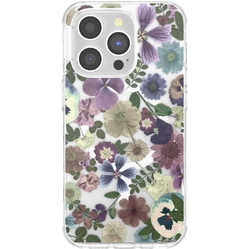 image:imagePopSockets iPhone 14 Pro Max Case with MagSafe Phone Case for iPhone 14 Pro Max Grip Sold Separately Wireless Charging Compatible Garden Check GreenPressed Flower