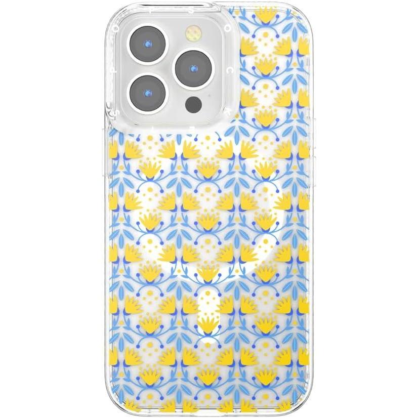 image:imagePopSockets iPhone 14 Pro Max Case with MagSafe Phone Case for iPhone 14 Pro Max Grip Sold Separately Wireless Charging Compatible Garden Check GreenTea Towel Blue