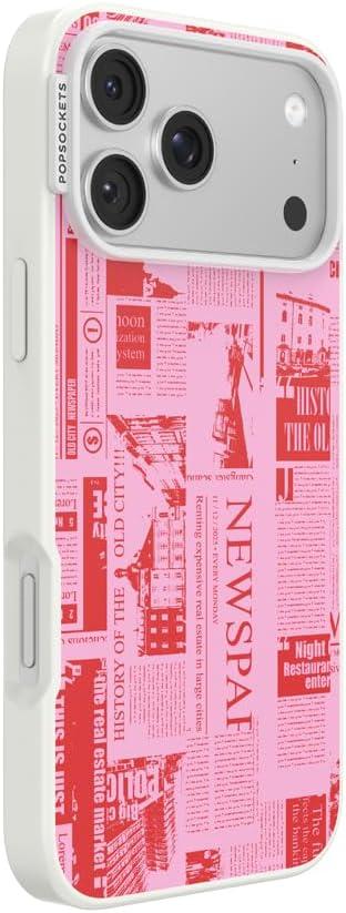 image:imagePopSockets iPhone 17 Pro Max Case Compatible with MagSafe Phone Case for iPhone 17 Pro Max Wireless Charging Compatible Case Only Hot Off The Press Pink