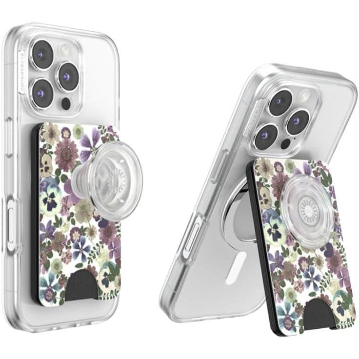 image:imagePopSockets KickOut Wallet for MagSafe Adjustable Kickstand Magnetic Stand Pressed Flower