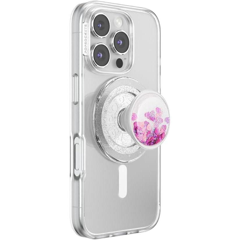 image:imagePopSockets Phone Grip for MagSafe with Kickstand Magnetic Stand Swappable Top Secure Hold for iPhone MagSafe Cases Phone amp Tablet Grip  Tidepool Glitter Bomb