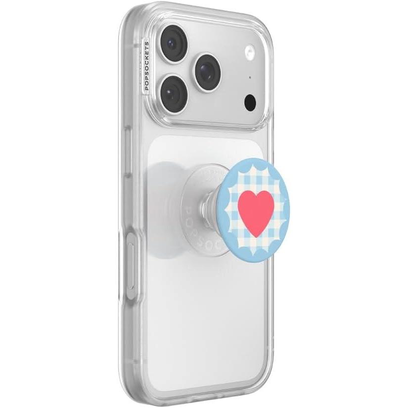 image:imagePopSockets Swappable PopTop for Phone Grips Compatible with Adhesive or MagSafe Bases Gingham Heart