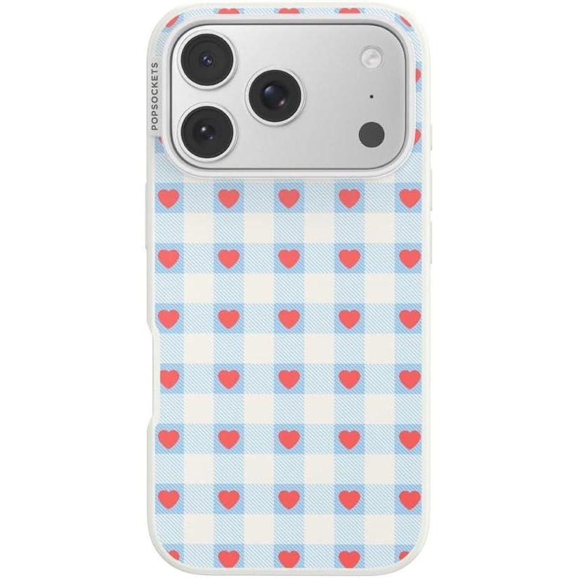 image:imagePopSockets iPhone 17 Pro Case Compatible with MagSafe Phone Case for iPhone 17 Pro Wireless Charging Compatible Case Only Berry Sweet Gingham