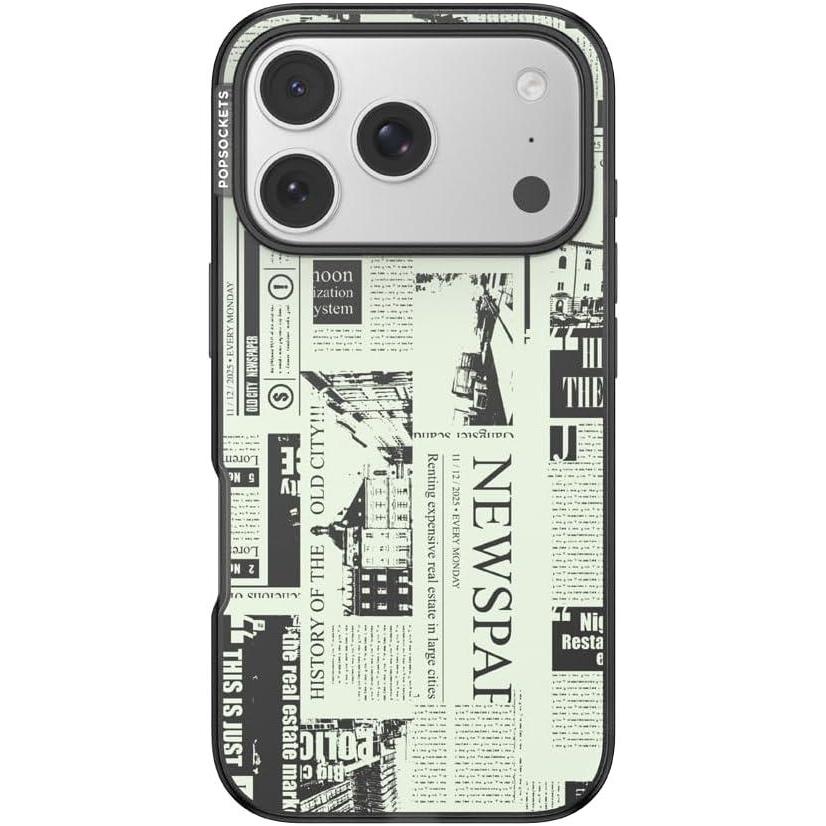 image:imagePopSockets iPhone 17 Pro Case Compatible with MagSafe Phone Case for iPhone 17 Pro Wireless Charging Compatible Case Only Hot Off The Press Black