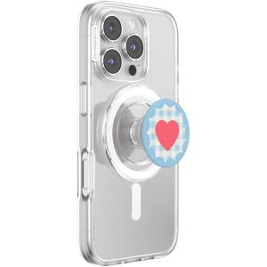 PopSockets Phone Grip for MagSafe with Kickstand, Magnetic Stand, Swappable Top, Secure Hold for iPhone MagSafe Cases, Phone & Tablet Grip – Gingham Heart