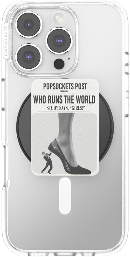 image:imagePopSockets Phone Wallet with Expanding Grip Phone Card Holder Wireless Charging Compatible Wallet Compatible with MagSafe Who Runs The World