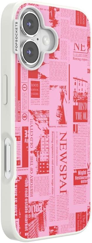 image:imagePopSockets iPhone 17 Case Compatible with MagSafe Phone Case for iPhone 17 Wireless Charging Compatible Case Only Hot Off The Press Pink
